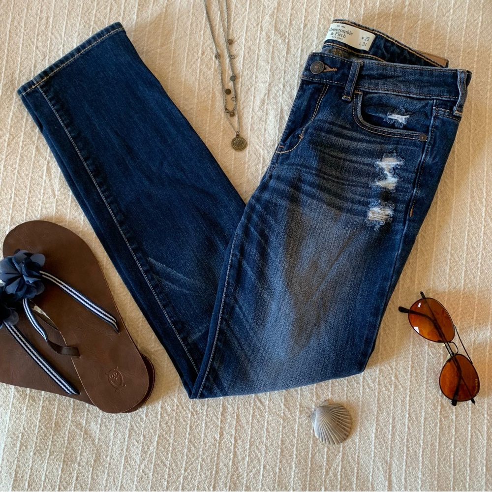 Y2K A&F Riptide Distressed Low Rise Skinny Jeans - Picture 2 of 10